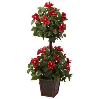 39 inch Hibiscus Topiary Nearly Natural Silk Plants
