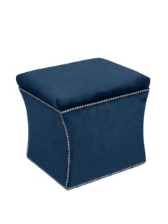 Nail Button Storage Ottoman in Velvet Navy by Platinum Collection by SF Designs