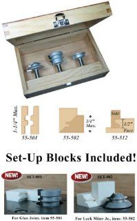 00 558, 3 Piece Ultimate Joinery Router Bit Set With FREE Set Up Blocks    