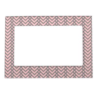 A Girly Pink Gray Chevron Pattern Frame Magnets