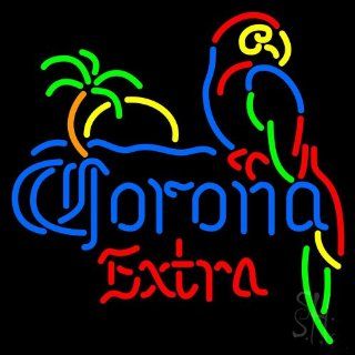 Corona Extra Beer With Parrot Neon Sign 24" Tall x 24" Wide x 3" Deep 