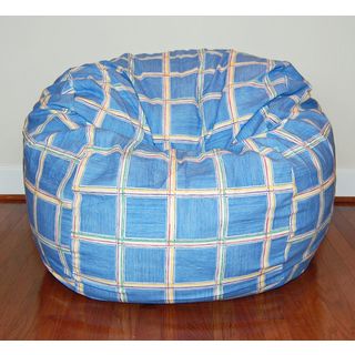 Ahh Products Wide Block Party Washable 36 inch Bean Bag Chair Blue Size Large
