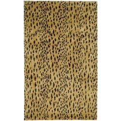 Handmade Soho Leopard Skin Beige N. Z. Wool Rug (96 X 136)