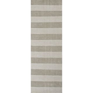 Hand loomed Transitional Stripe Pattern Gray/ Black Rug (26 X 8)