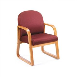 Boss Office Products Reception Arm Chair B9560 XX Fabric Burgundy, Finish Oak
