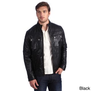 Whet Blu Mens Distressed Military Bomber Leather Jacket