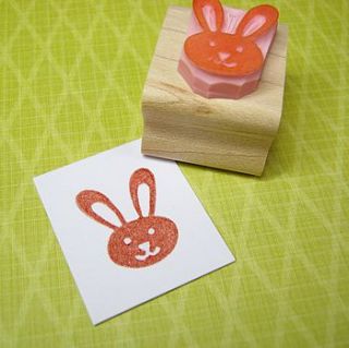 cute bunny hand carved rubber stamp by skull and cross buns