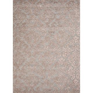 Hand tufted Transitional Floral Pattern Blue Wool/ Silk Rug (2 X 3)