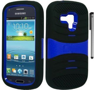 For Samsung Galaxy Amp i407 Arched Hybrid Kickstand Cover Case with ApexGears Stylus Pen (Black Blue) Cell Phones & Accessories