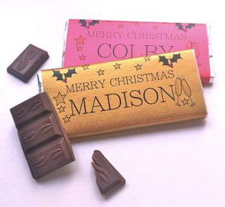 christmas table gift or place setting by tailored chocolates and gifts