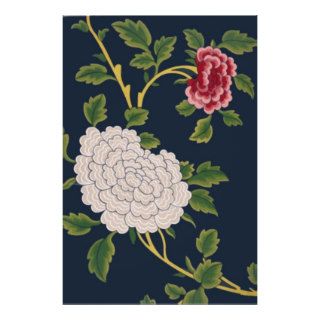 Vintage Beautiful Red & White Floral Poster