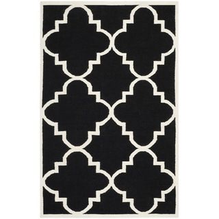Safavieh Hand woven Moroccan Dhurrie Black Wool Contemporary Rug (6 X 9)