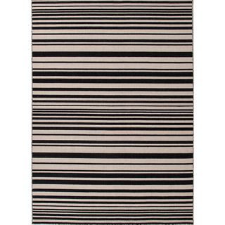 Handmade Flat weave Striped Pattern Gray/ Black Indoor Rug (5 X 8)