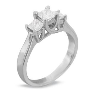 CTW. Princess Cut Diamond Three Stone Ring in 14K White Gold   Zales