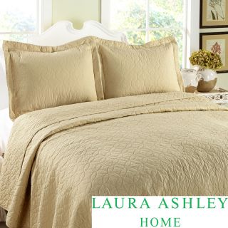 Laura Ashley 3 piece Cotton Beige Quilt Set