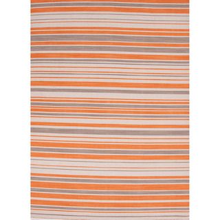 Durable Handmade Flat weave Stripe pattern Multicolored Rug (10 X 14)