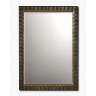 Large Scalloped Mahogany Framed Beveled Wall Mirror