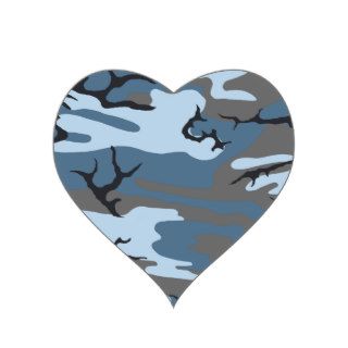 Blue Camouflage Heart Sticker