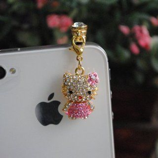 Kitty Rhinestone (JP 564 Pink) Dust Plug / Earphone Jack Accessory / Ear Cap / Ear Jack for Iphone / Samsung / HTC / All Device with 3.5mm Jack Cell Phones & Accessories