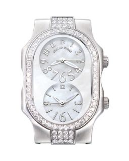 Small Signature Double Diamond Watch Head, White Dial, Size 1