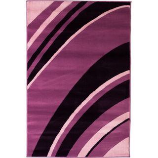 Hand carved Waves Modern Purple Area Rug (53 X 73)