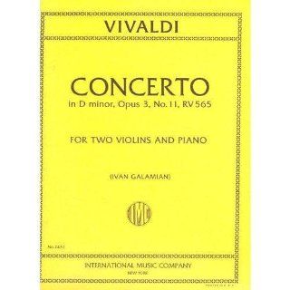 Vivaldi Antonio Concerto in d minor Op. 3 No. 11 RV 565 For Two Violins and Piano. by Iva Galamian Musical Instruments