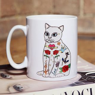 tattoo cat mug by sophie parker