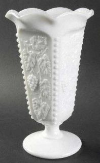 Westmoreland Paneled Grape Milk Glass Beaded Belled Vase   Stem 1881, Milk Glass