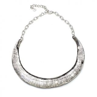 Joan Hornig Giving Rocks Jewelry Bark Design Silvertone 17" Collar Necklace