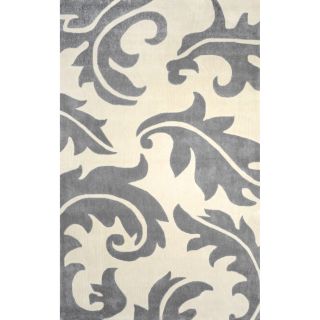 Nuloom Hand tufted Leaves Synthetics Grey Rug (7 6 X 9 6 )