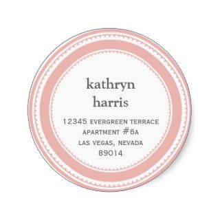 Pink gray medallion modern circle address label stickers