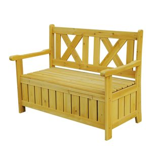 Brown Wooden Outdoor Storage Bench