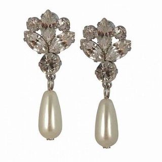 crystal earrings with pearl drop by anusha