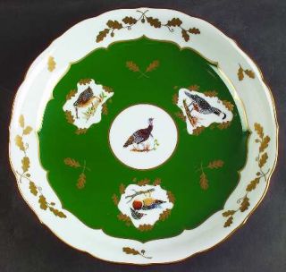 Lynn Chase Winter Game Birds Green Coupe Server (Round Platter), Fine China Dinn