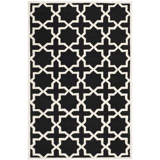 Handmade Moroccan Black Cross Pattern Wool Rug (5 X 8)