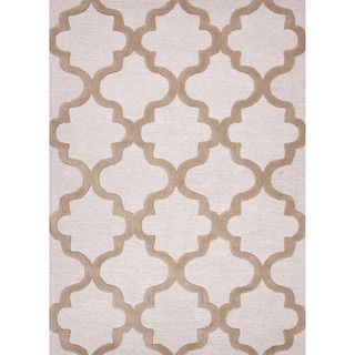 Hand tufted Contemporary Geometric Pattern Brown Rug (36 X 56)