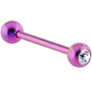 Solid TITANIUM Single Gem PINK Barbell Tongue Ring Jewelry