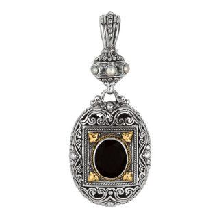 Designer Phillip Gavriel 18k Gold & Sterling Silver Collection Byzantine Ottoman Black Onyx Pendant Jewelry