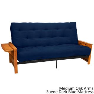 Epicfurnishings Bellevue With Retractable Tables Transitional style Full size Futon Sofa Sleeper Bed Blue Size Full