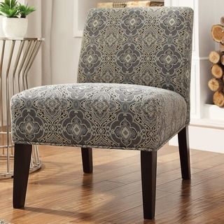 Inspire Q Peterson Blue Damask Slipper Chair