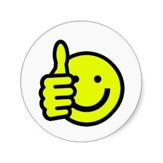 Yellow Thumbs Up Smiley Round Stickers