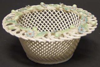Belleek Pottery (Ireland) Basketware Forget Me Not Basket, Fine China Dinnerware