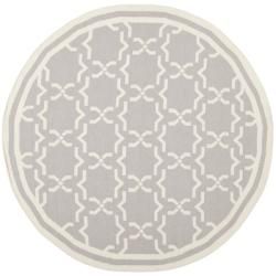 Safavieh Transitional Handwoven Moroccan Dhurrie Gray/ Ivory Wool Rug (6 Round)