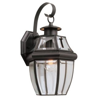 Sea Gull Lighting Lancaster 1 light Black Outdoor Wall Lantern With Curved Glass