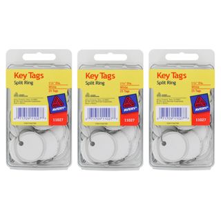 Avery White Split Ring Key Tags (3 Packs Of 25)