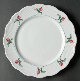 Dansk Rosebud Salad Plate, Fine China Dinnerware   Fransk Col,Red Buds&Green Lea