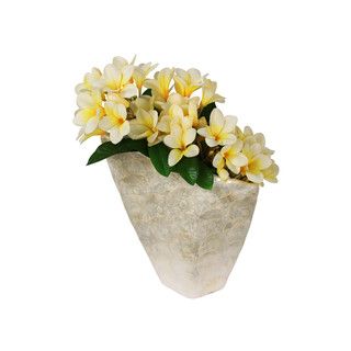 Yellow Frangipani Silk Flowers And Ceramic Vase