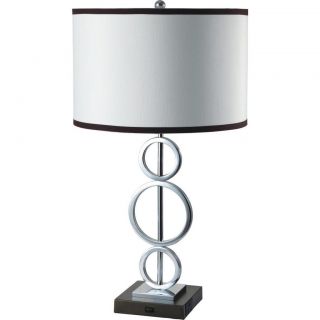 Single light Silver 3 ring Table Lamp With Outlet Base