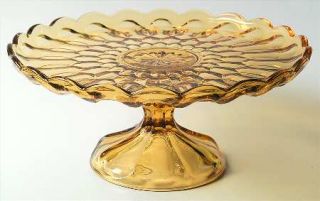 Anchor Hocking Fairfield Amber Round Cake Stand   Stem #1200, Honey Gold/Amber,