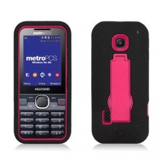 Aimo Wireless HWM570PCMX005S Guerilla Armor Hybrid Case with Kickstand for Huawei Verge M570   Retail Packaging   Black/Hot Pink Cell Phones & Accessories
